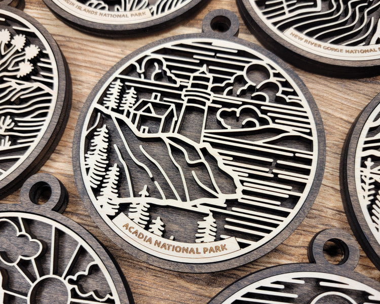 National Park Line Art Ornaments