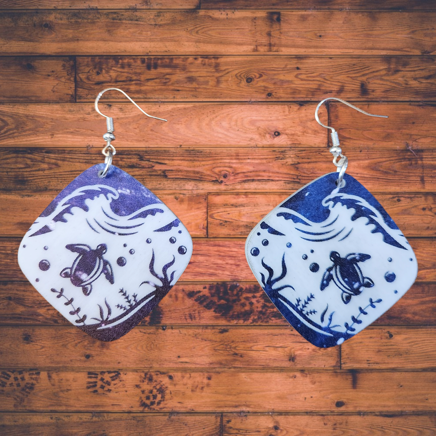 Ocean Life Sea Turtle Acrylic Dangle Earrings