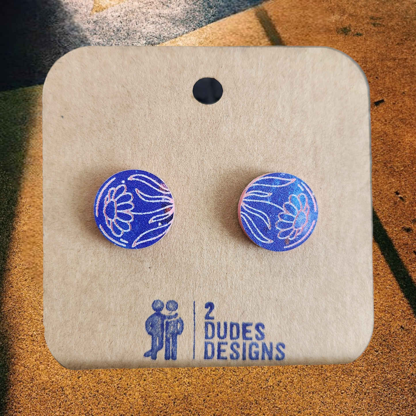 Pink and Blue Daisy Stud Earrings