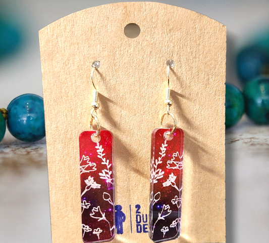 Multi-Color Etched Acrylic Bar Dangle Earrings