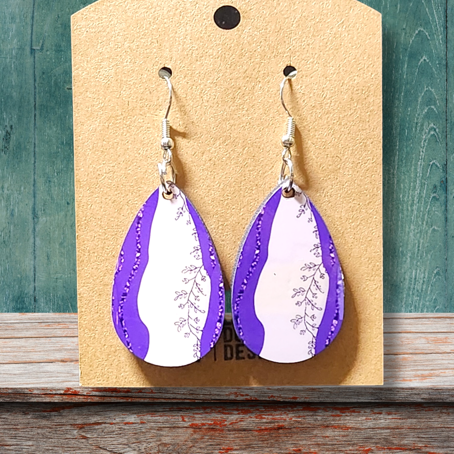 Purple and White Earrings