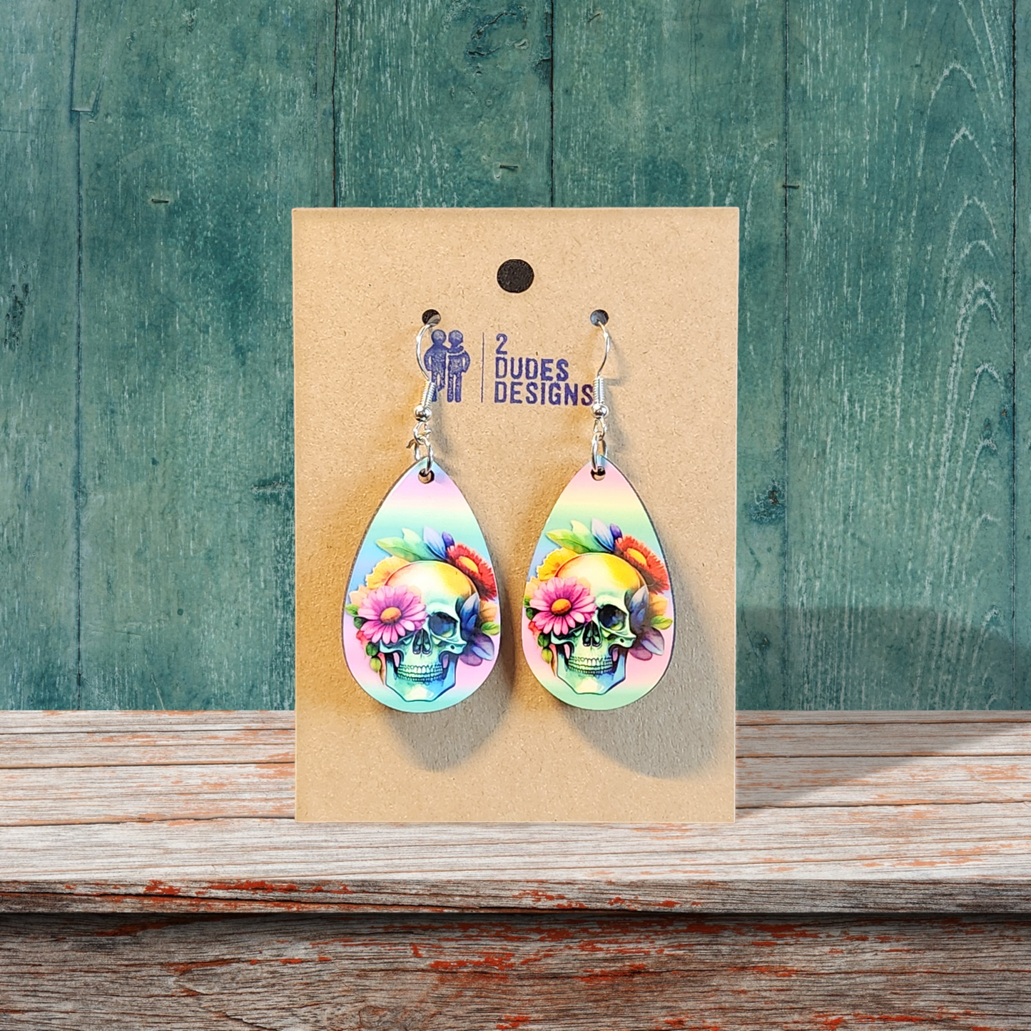 Flower Skull Boho Earrings
