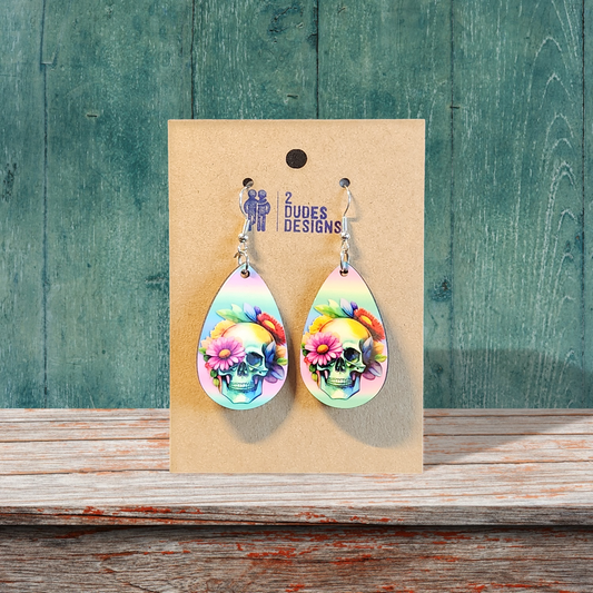 Flower Skull Boho Earrings