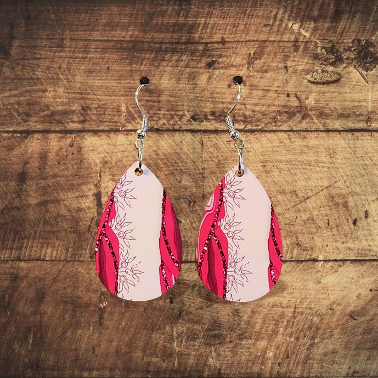 Pink and White Earrings