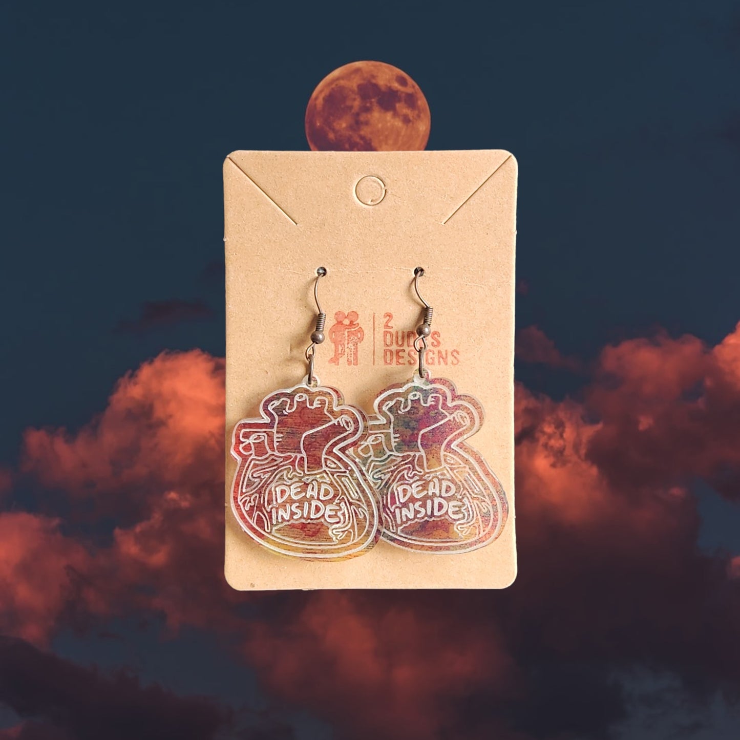 Halloween Heart Dead Inside Dangle Earrings