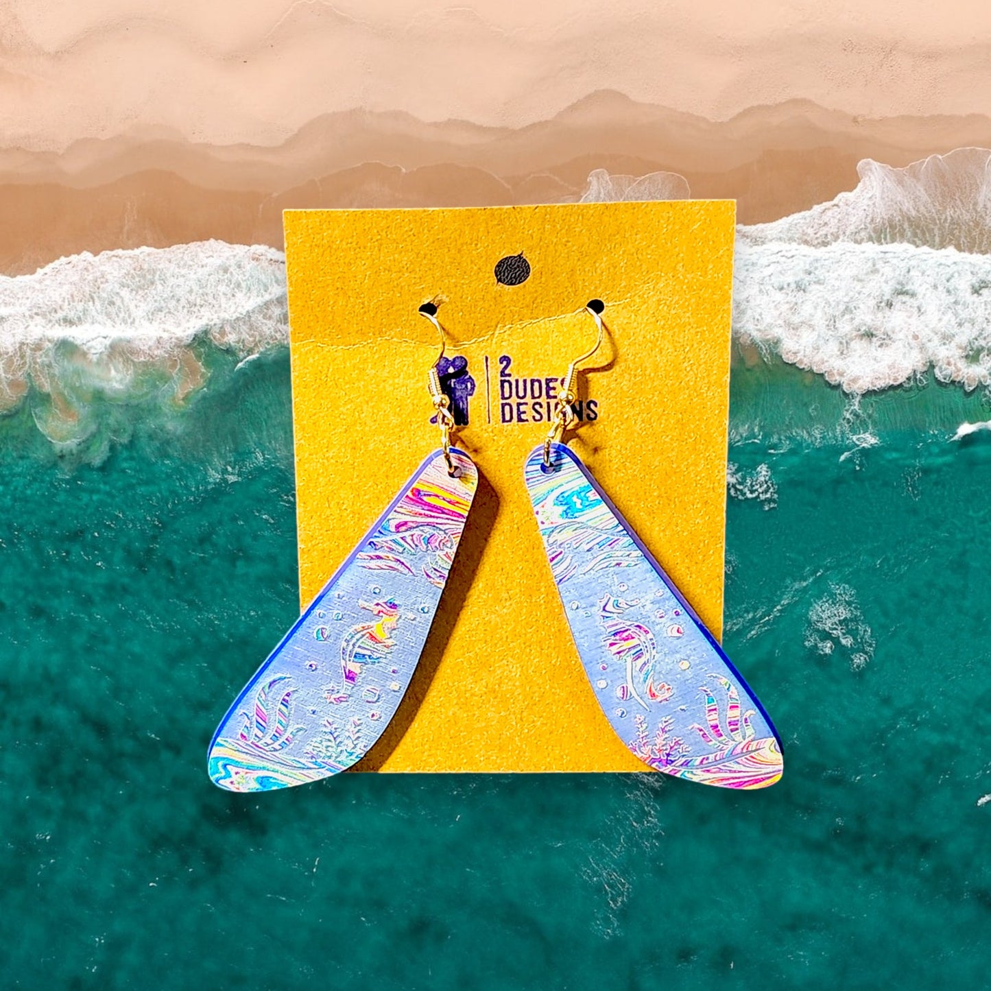 Ocean Life, Seahorse Dangle Acrylic Earrings