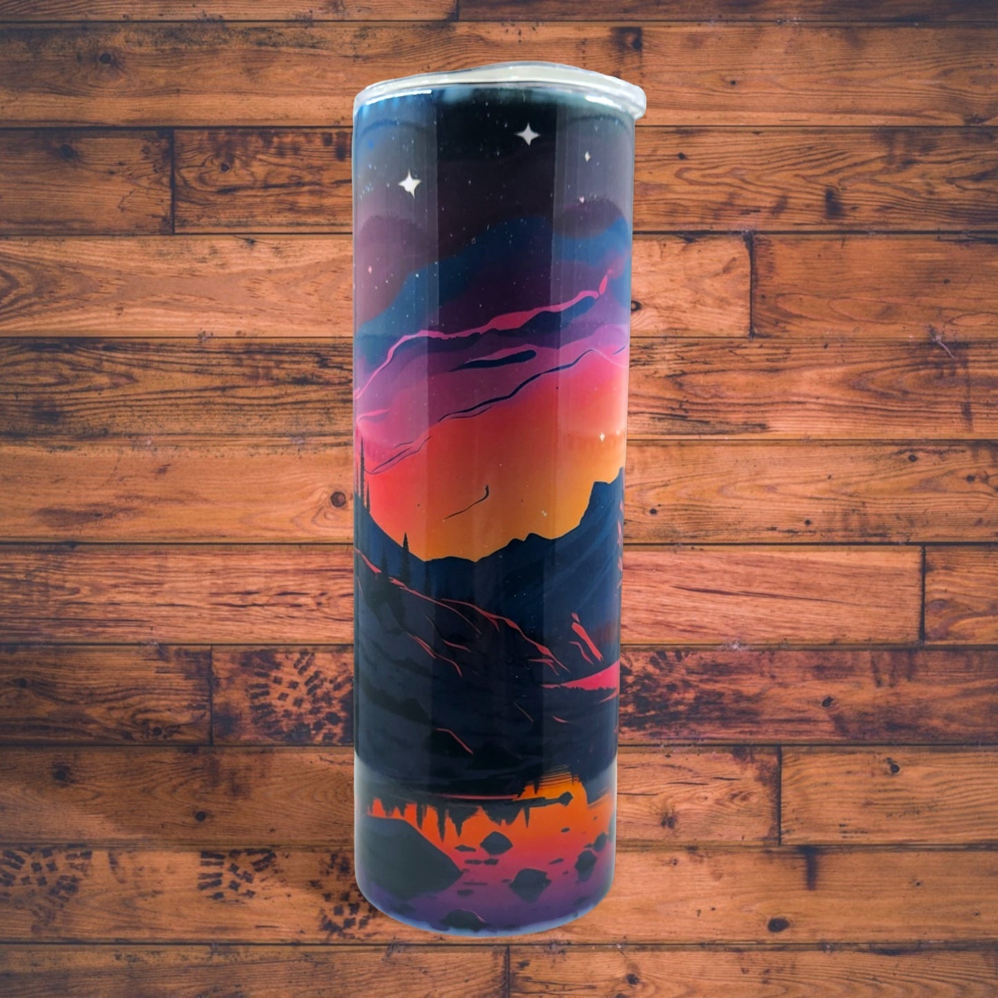 Starry Pastel Mountain Night, 20 Oz. Stainless-Steel Hot/Cold Tumbler
