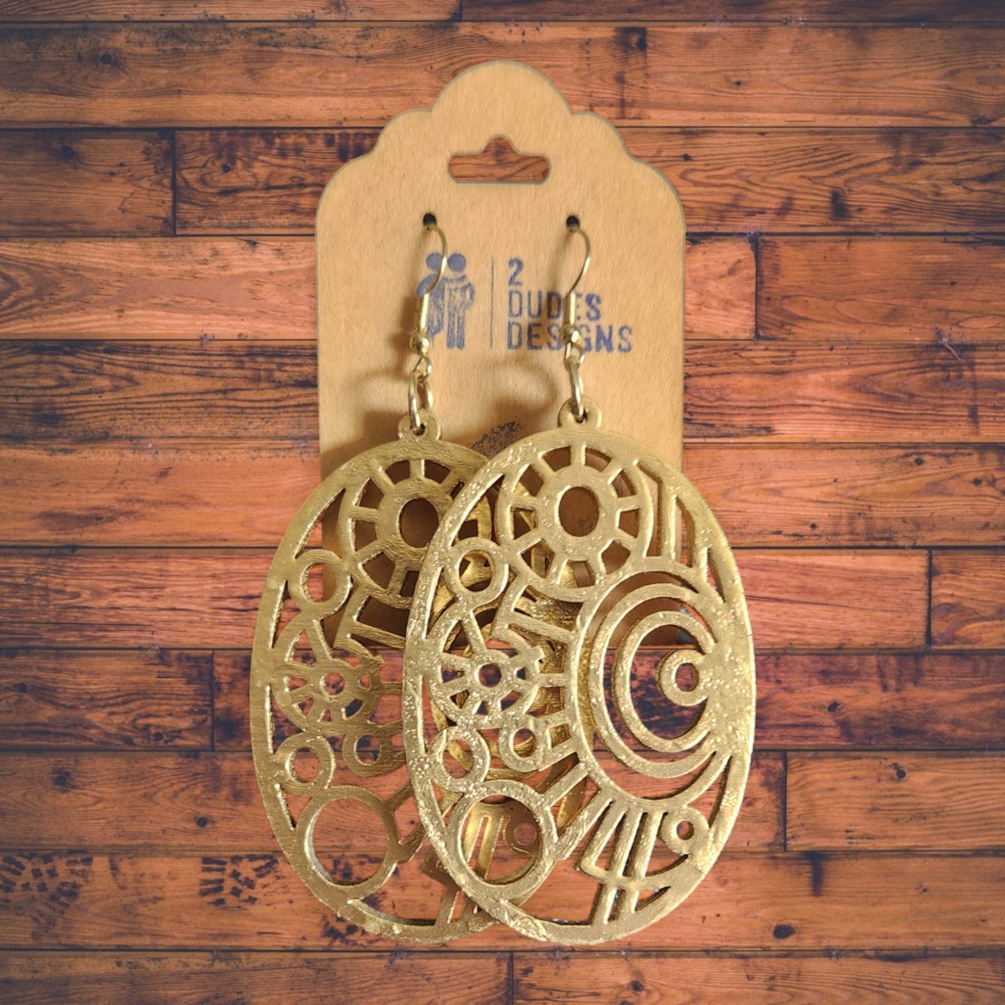 Gold Extra Large Steampunk Inspired Earrings - 2