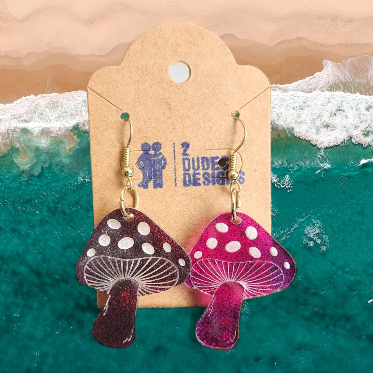 Purple Acrylic Mushroom Dangle Earrings