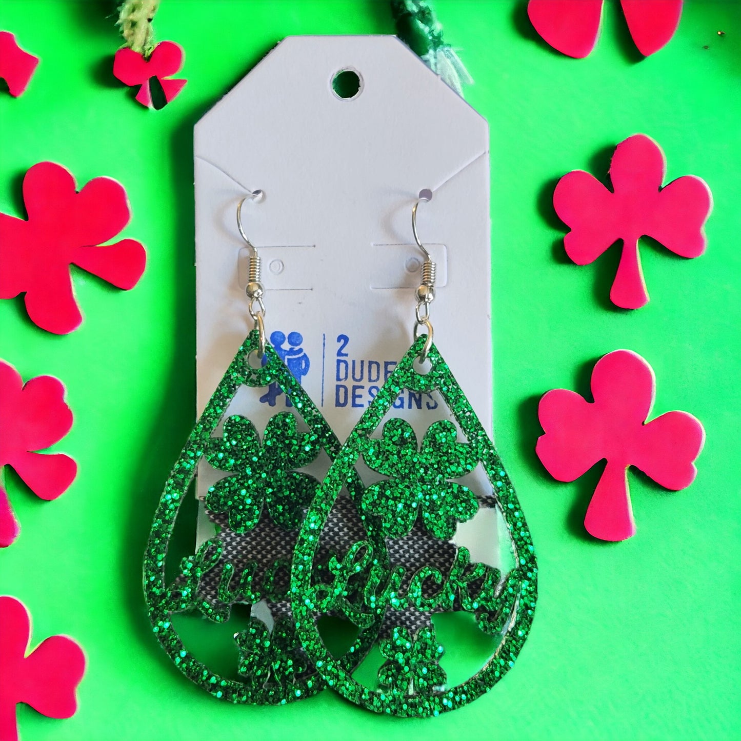 St. Patrick's Sparkling Green Lucky Dangle Earrings
