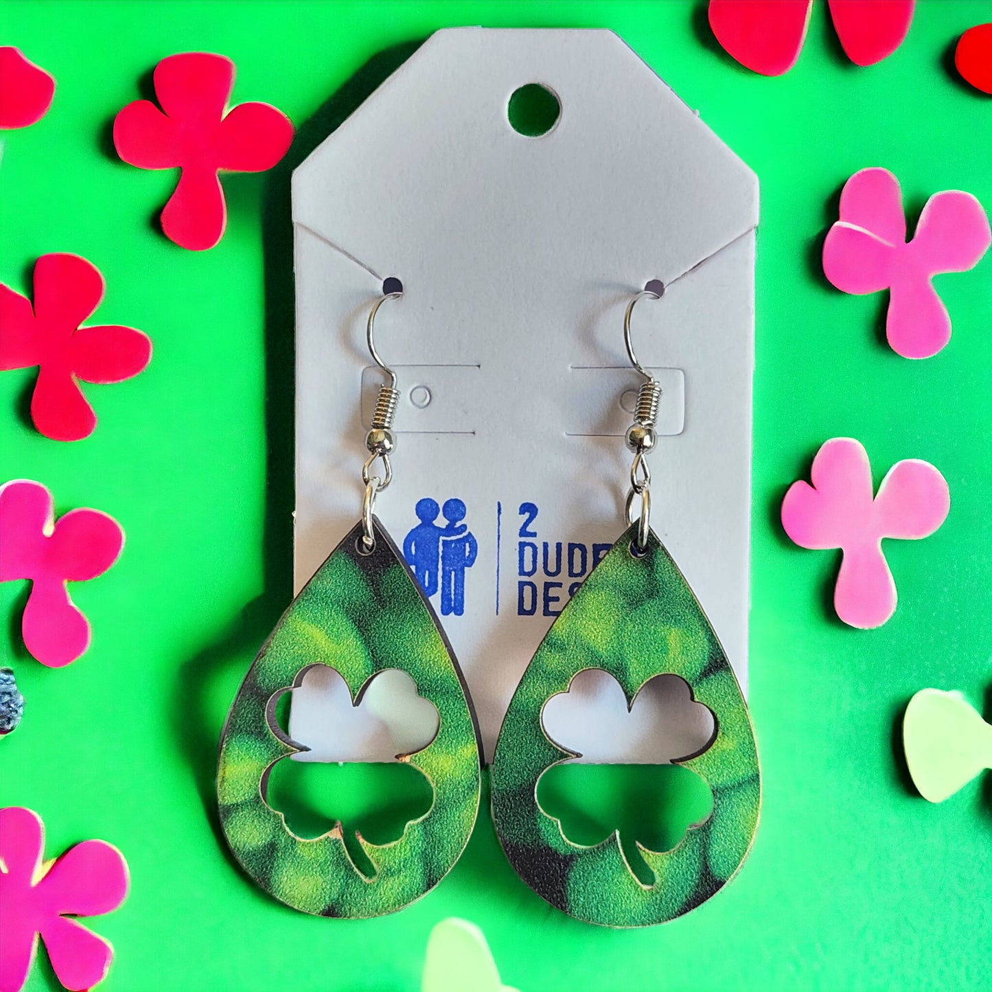 St. Patrick's Shamrock Cutout Dangle Earrings