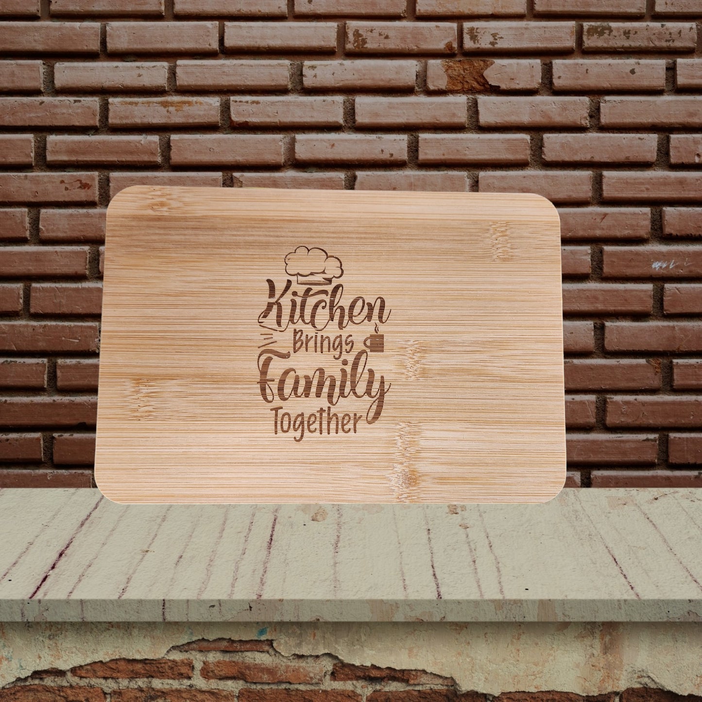 Bamboo Board - "Kitchen Brings Family Together"