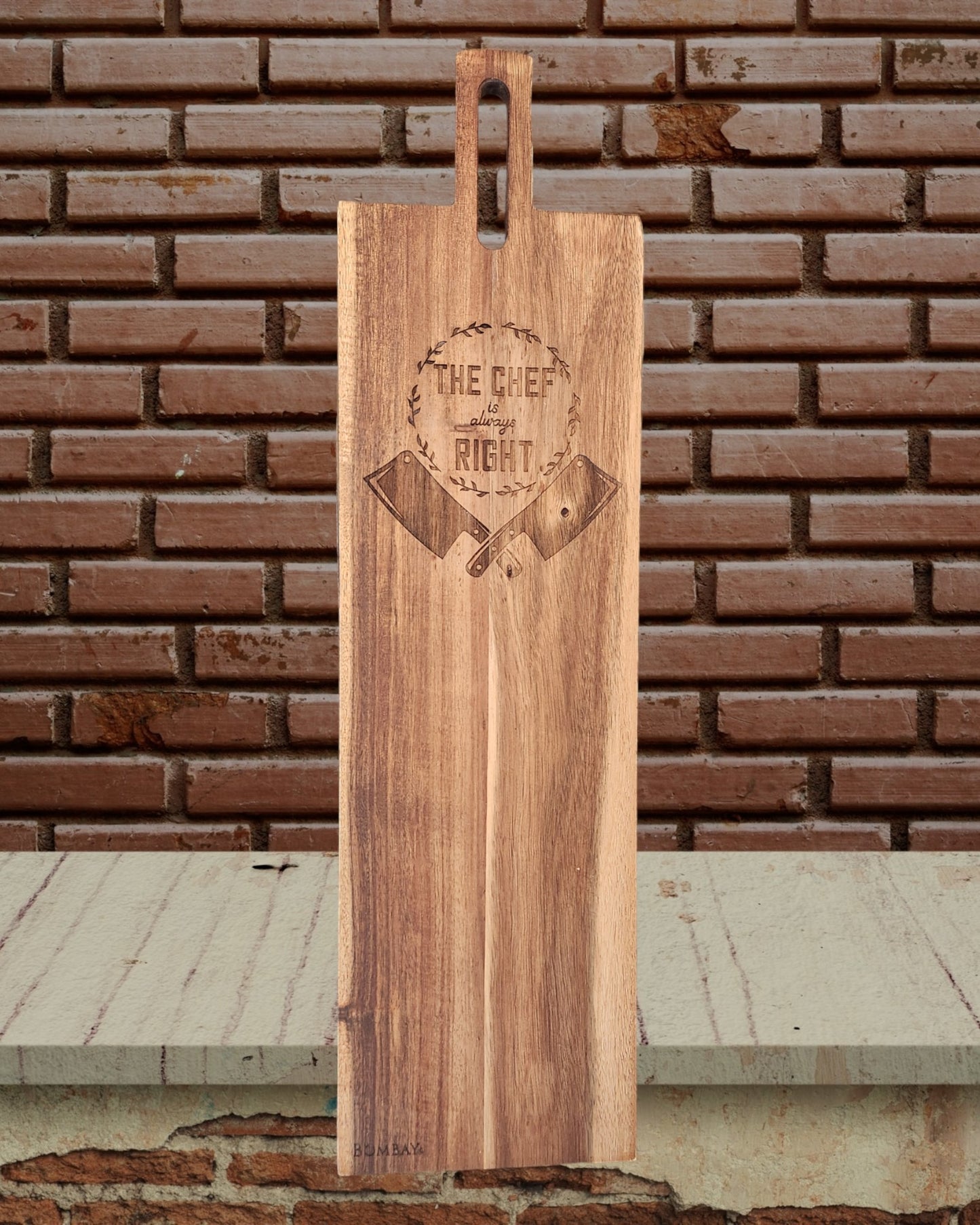 Long Acacia Wood Serving Board - The Chef is Always Right