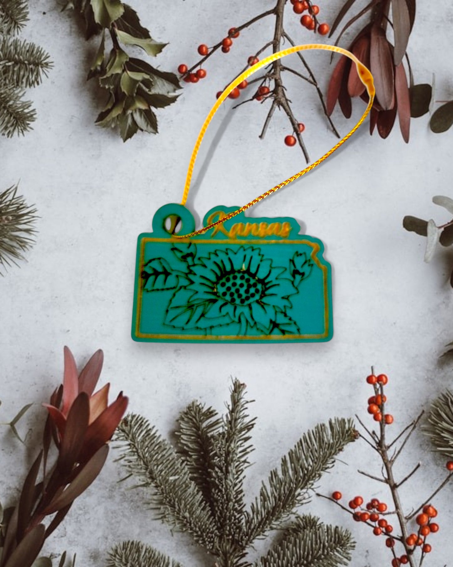 Small Kansas Christmas Ornament