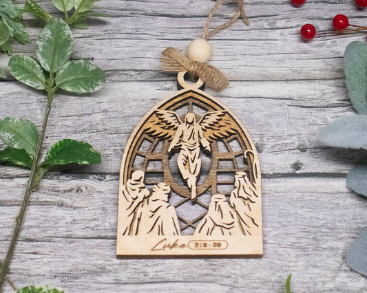 Angels and Shepherds Arched Christmas Story Ornament