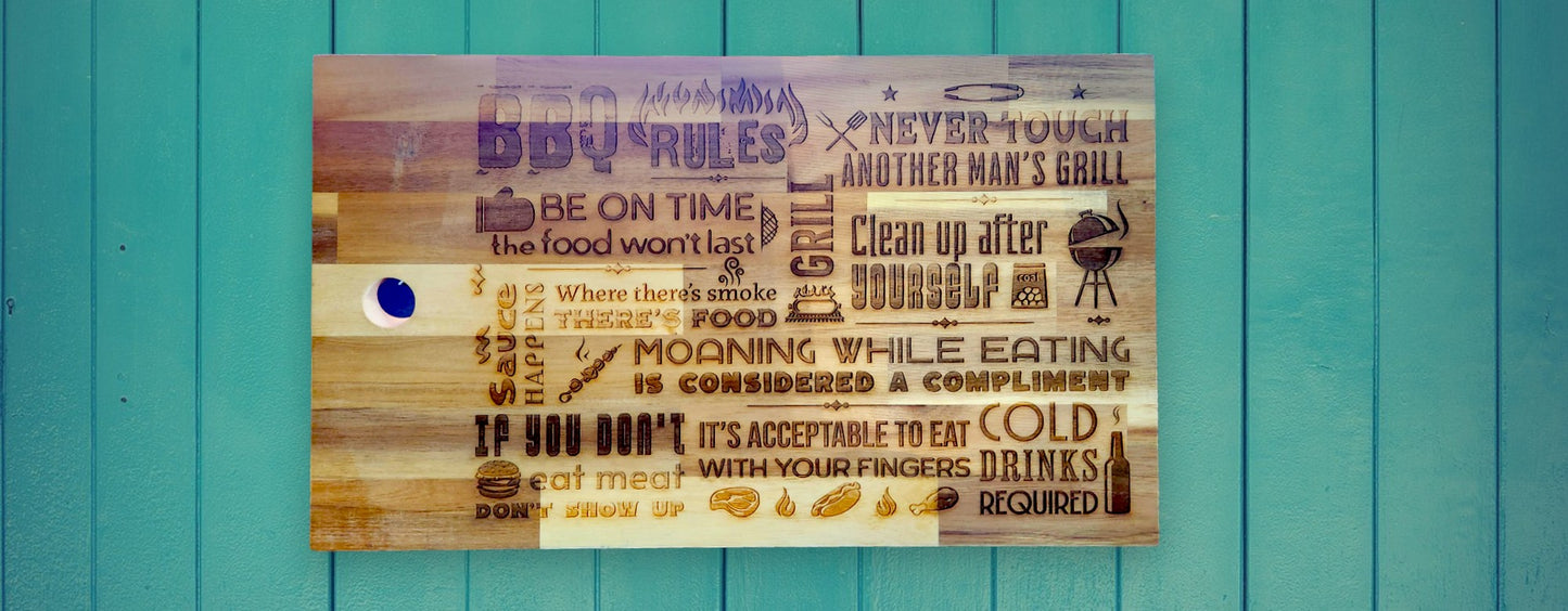 BBQ Rules Large Cutting Board