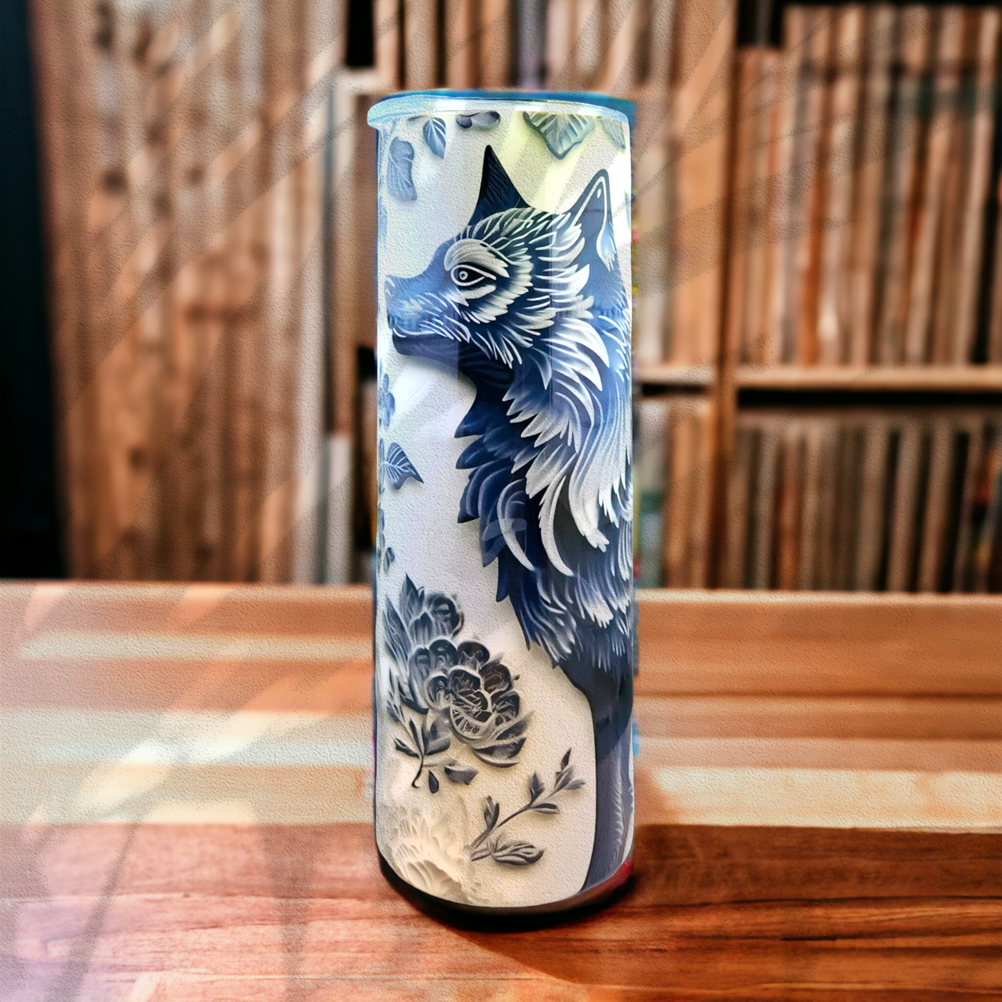 White Wolf Graphic 20 Oz. Stainless Steel Tumbler