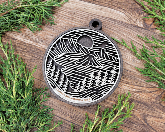 Crater Lake National Park Line Art Ornament