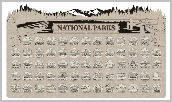 Canoe Theme National Park Tracker with Tokens