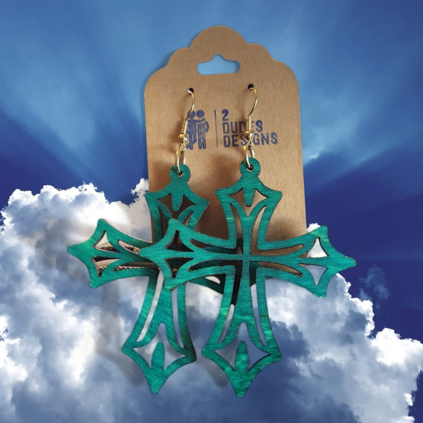 Birch, Alcohol Ink-Stained Celtic Cross 19