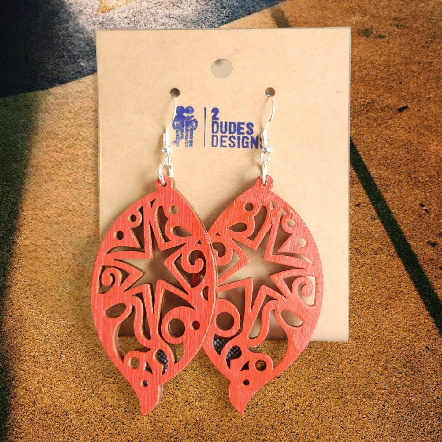 Red Celestial Dangle Earrings