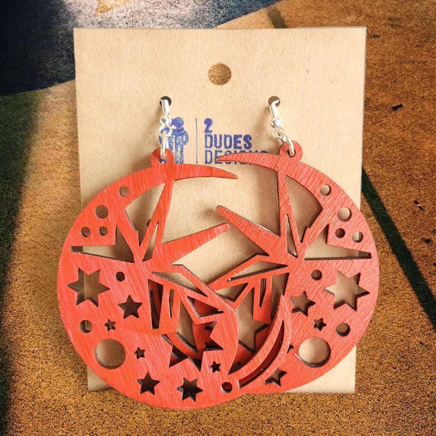 Red Celestial Dangle Earrings