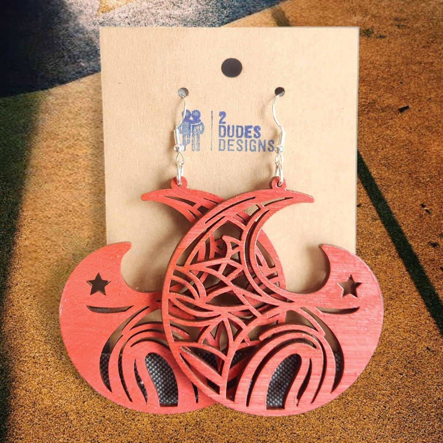 Red Celestial Dangle Earrings