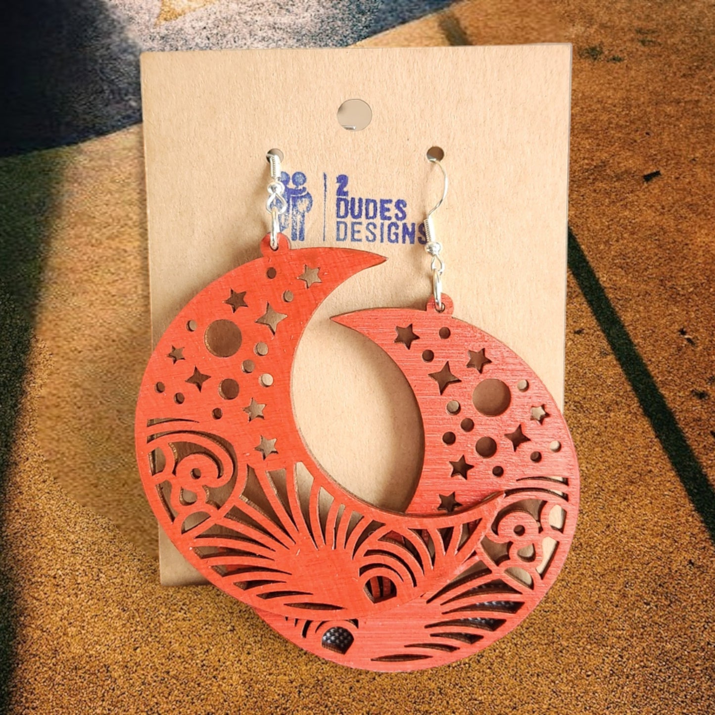 Red Celestial Dangle Earrings