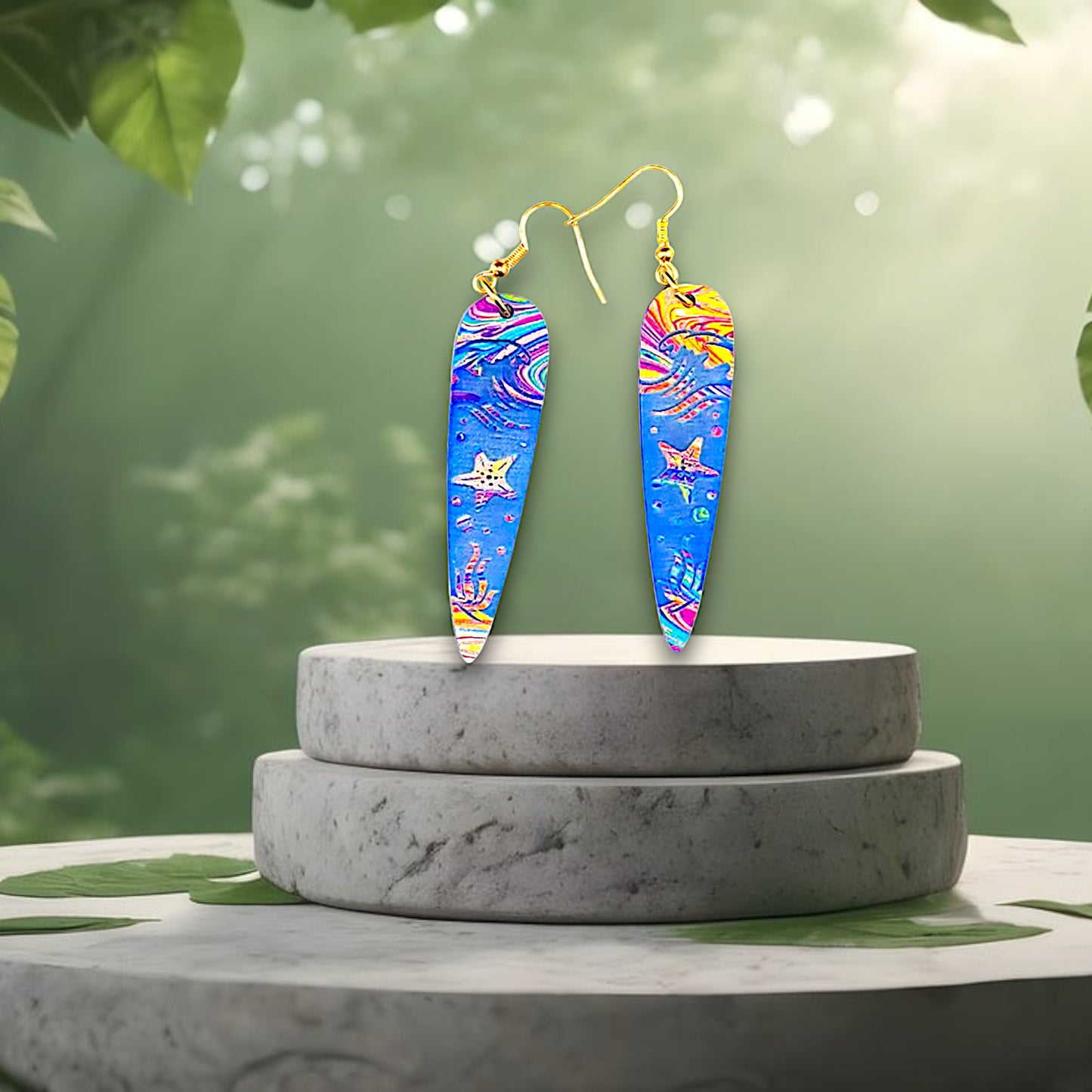 Ocean Life, Starfish Dangle Acrylic Earrings