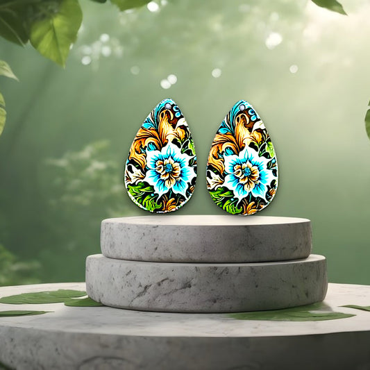 Flower-Patterned Earrings