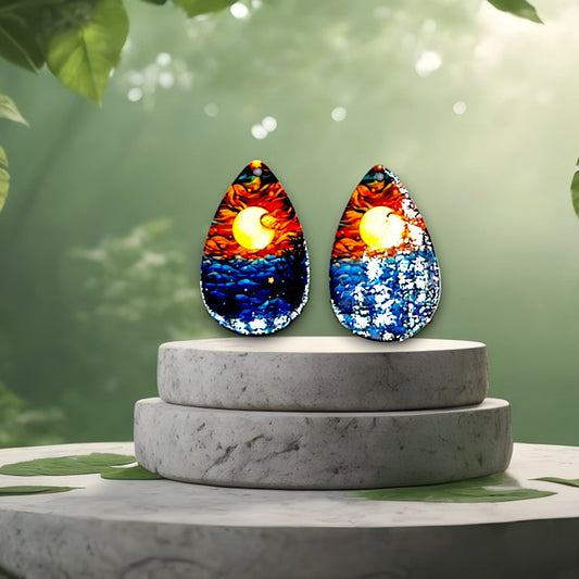 Moon over Ocean Earrings