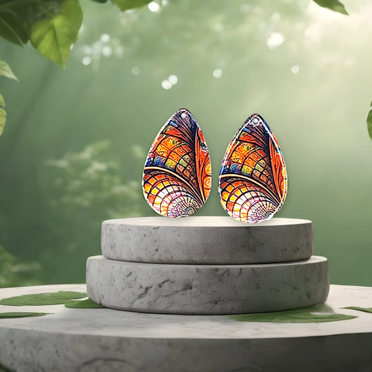 Boho-Stained Glass Swirl Earrings