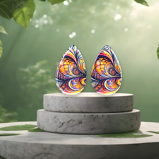 Boho-Stained Glass Swirl Earrings