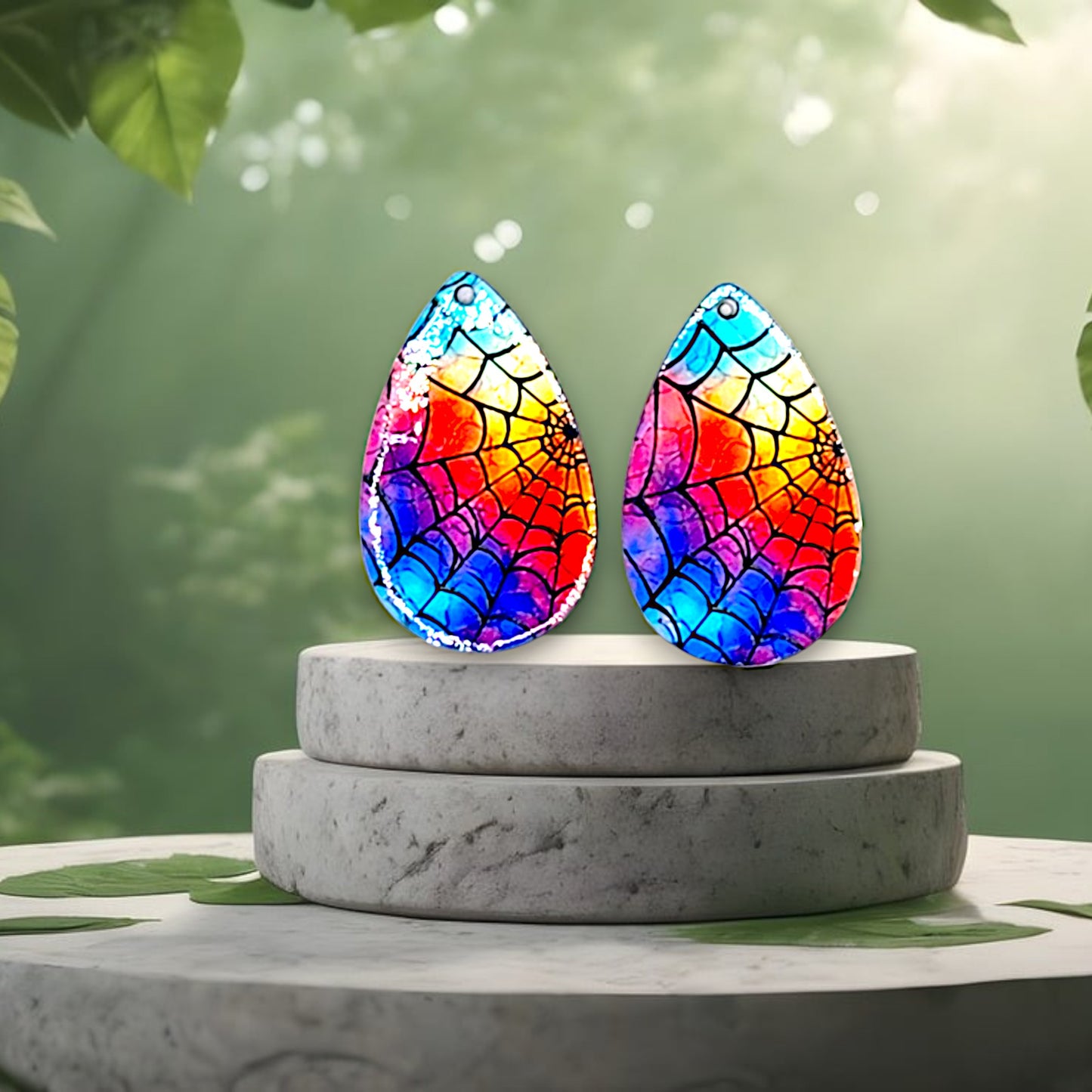Rainbow Spider Web Earrings