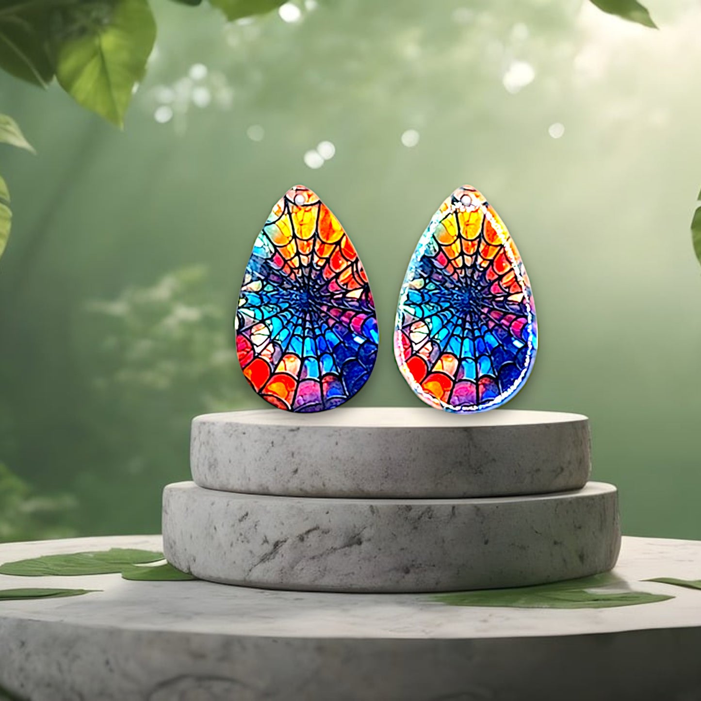 Rainbow Spider Web Earrings