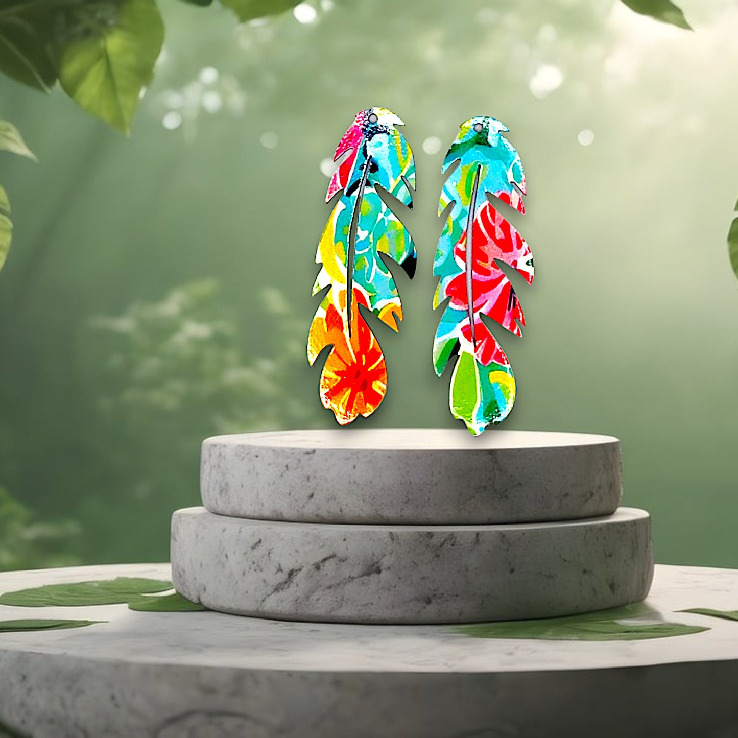 Multi Color Feather Earrings