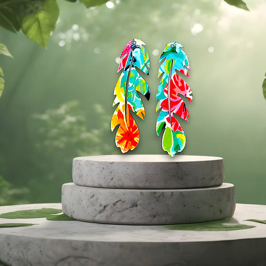 Multi Color Feather Earrings
