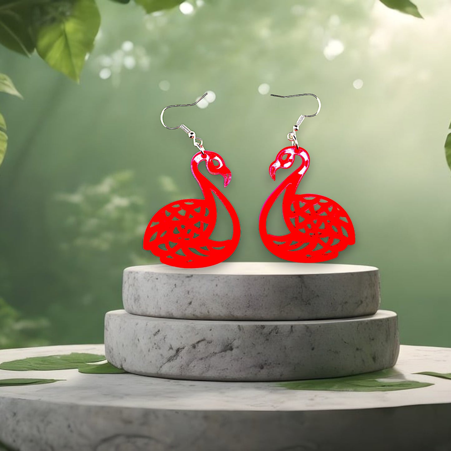 Hot Pink Flamingo Dangle Earrings