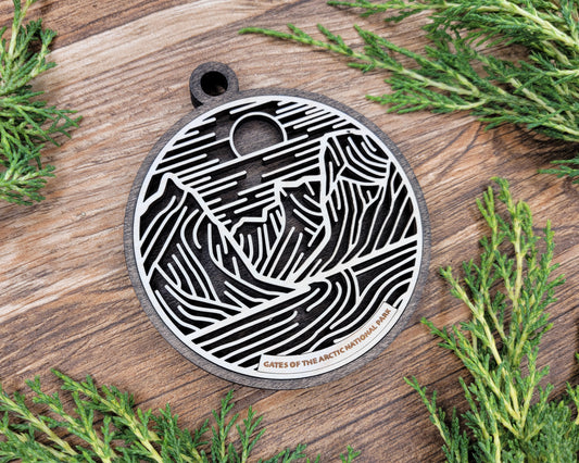 Gates of the Arctic National Park Line Art Ornament