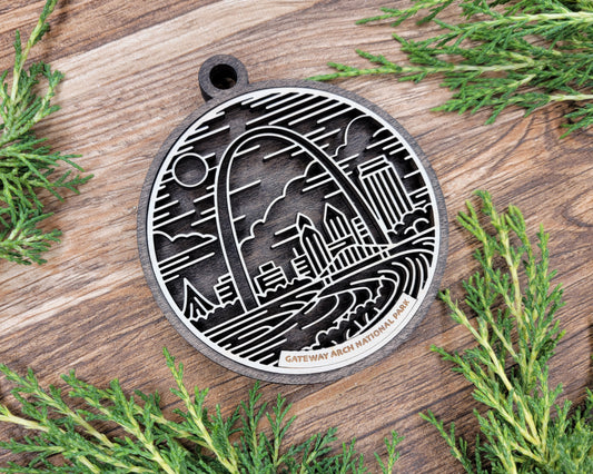 Gateway Arch National Park Line Art Ornament