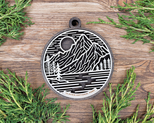 Glacier National Park Line Art Ornament