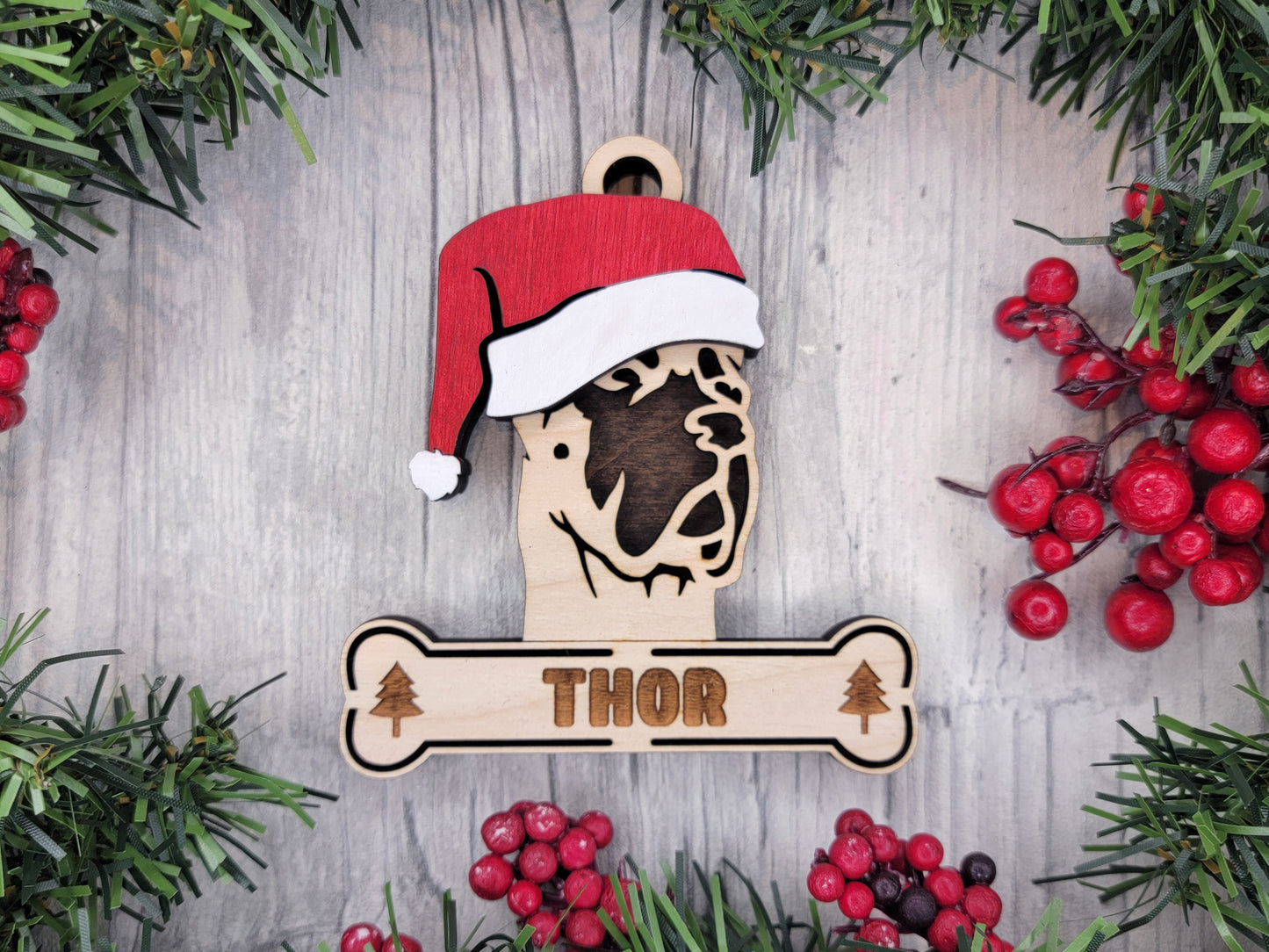 Great Dane Santa Hat Dog Ornament