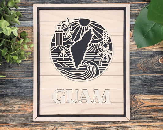Guam State Heritage Frame Pop Sign