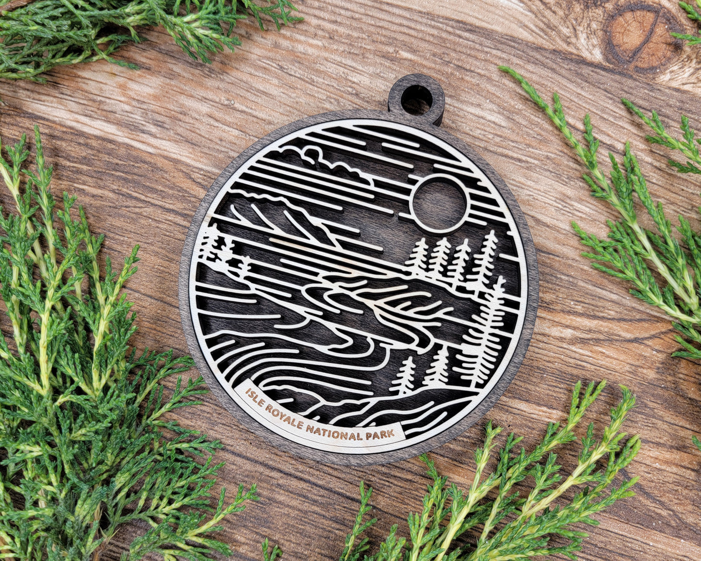 Isle Royale National Park Line Art Ornament