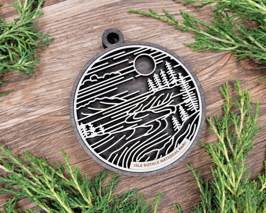 Isle Royale National Park Line Art Ornament