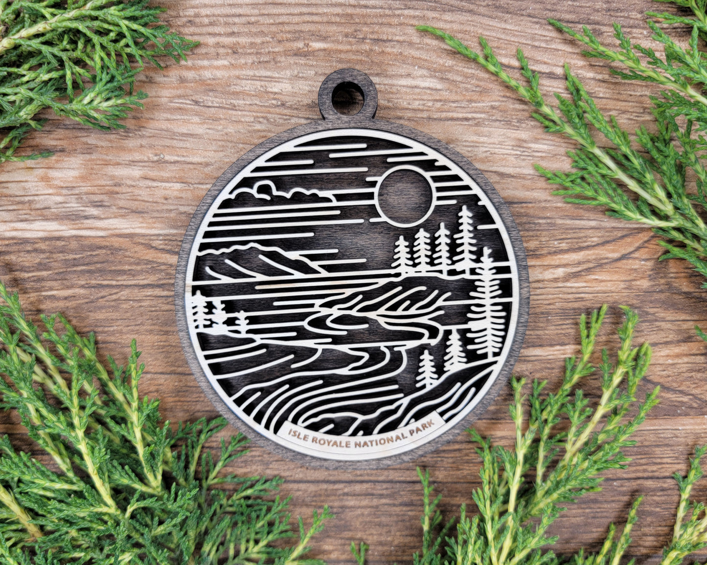 Isle Royale National Park Line Art Ornament