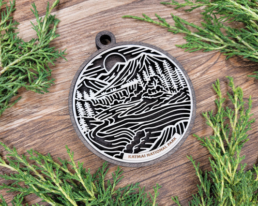 Katmai National Park Line Art Ornament
