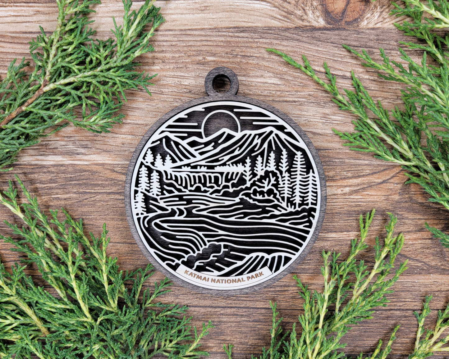 Katmai National Park Line Art Ornament