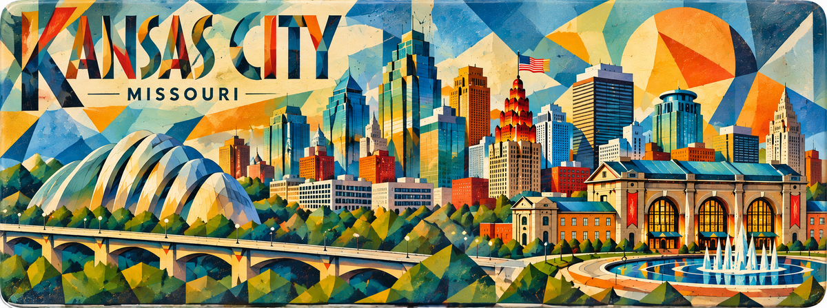 Kansas City Skyline Magnet - Cubist Style