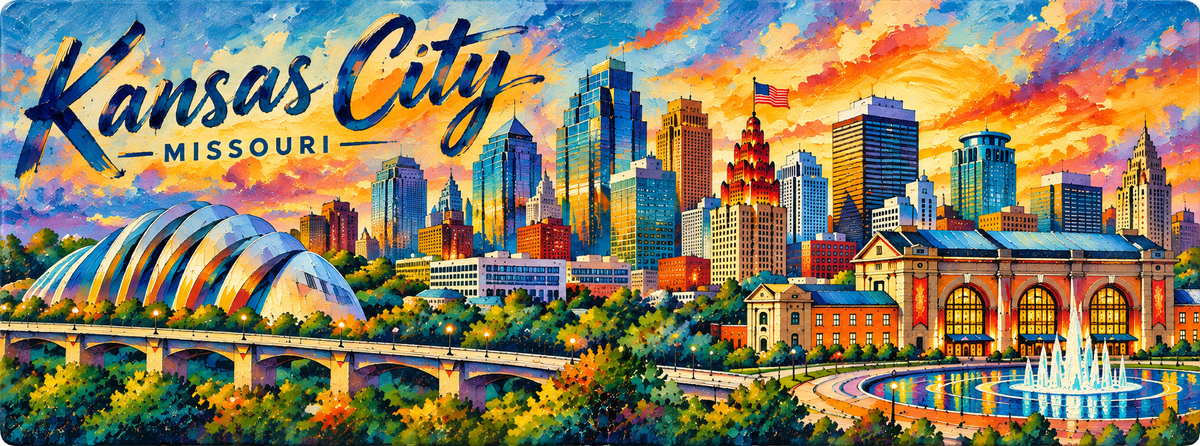 Kansas City Skyline Magnet - Impressionist Style